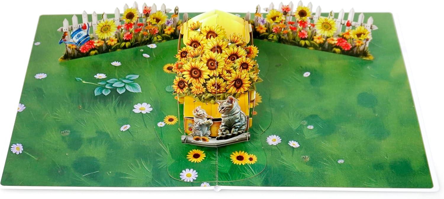 imageCUTPOPUP Birthday Card for Men Fathers Day Card Pop Up Birthday 3D Greeting Card Fathers Day Card for Dad Father in Law Grandpa Husband Men Son Classic CarSunflower Truck6x8in