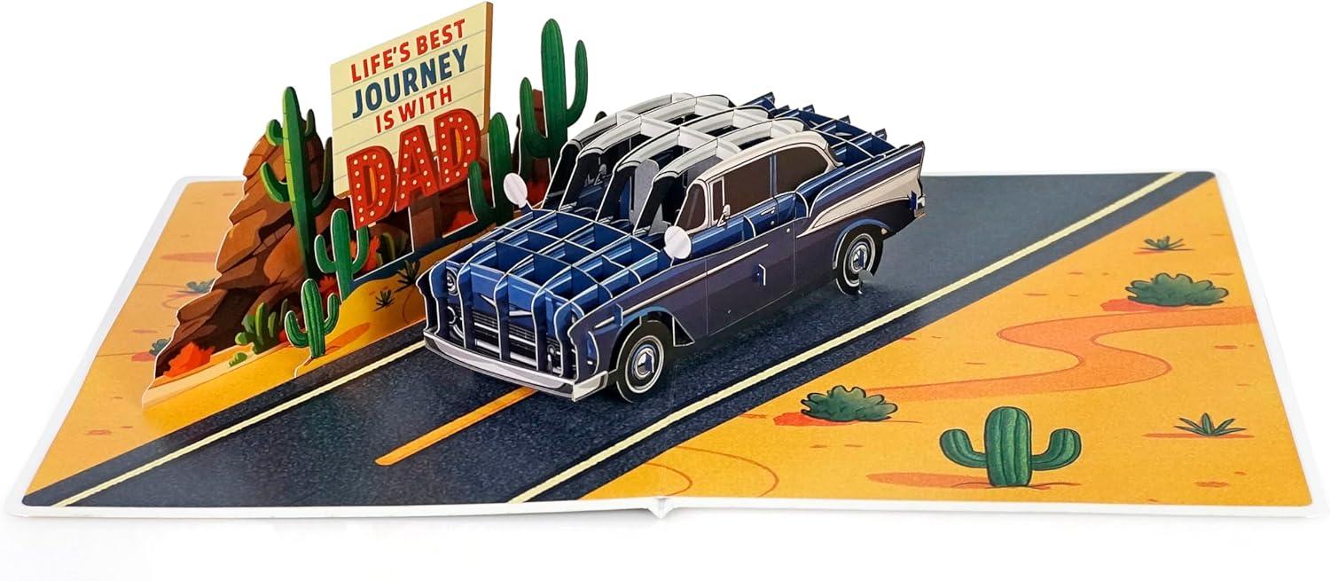 imageCUTPOPUP Birthday Card for Men Fathers Day Card Pop Up Birthday 3D Greeting Card Fathers Day Card for Dad Father in Law Grandpa Husband Men Son Classic CarClassic car6x8in