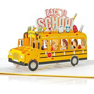 CUTPOPUP Birthday Card Pop Up, Fathers Day Card, 3D Greeting Card (Bison)(School Bus)