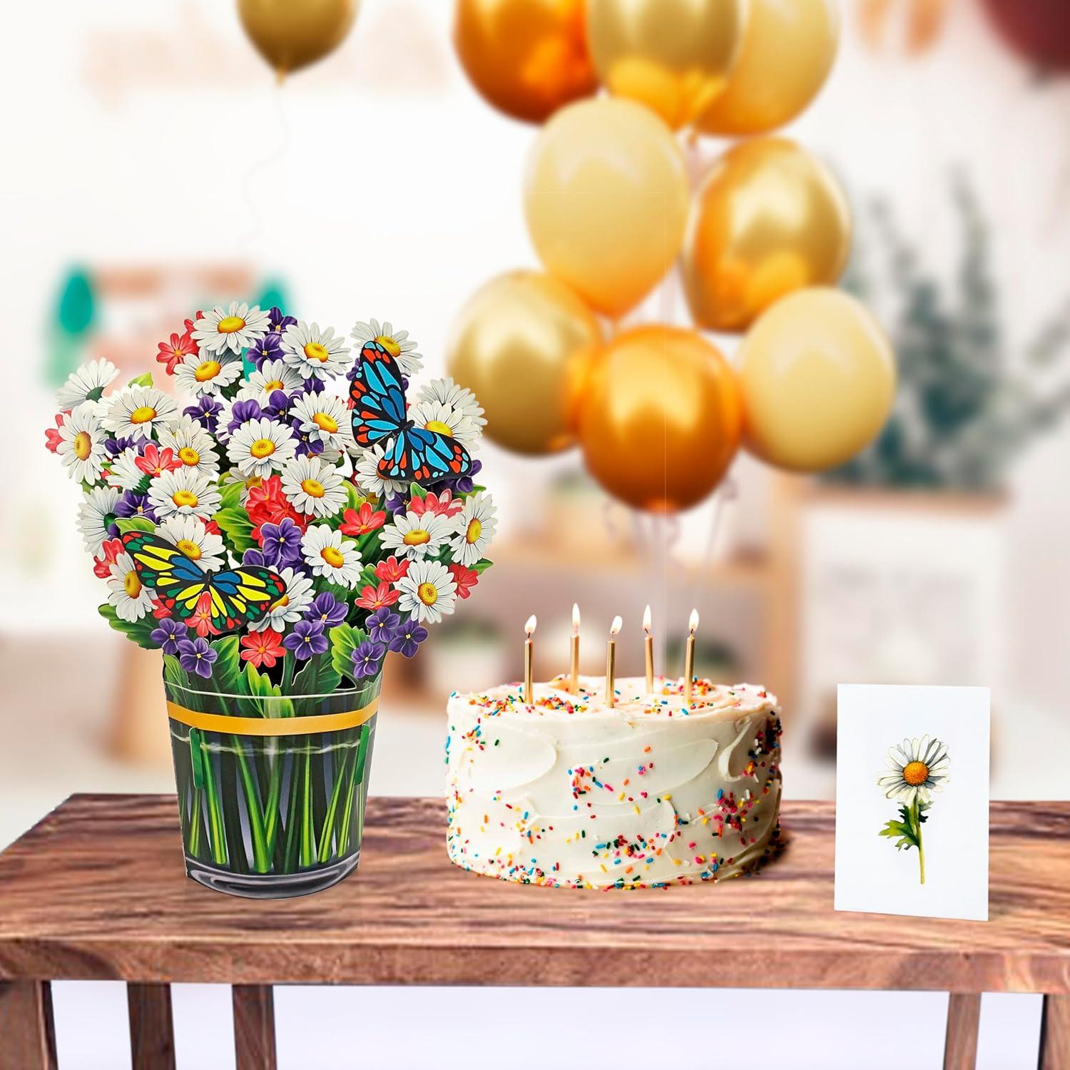 imageCUTPOPUP Birthday Card Pop Up 10quotx12quot Mothers Day 3D Greeting Paper Flower Card Birthday Cards for Women Mom Wife Grandma Bouquet of Daisy