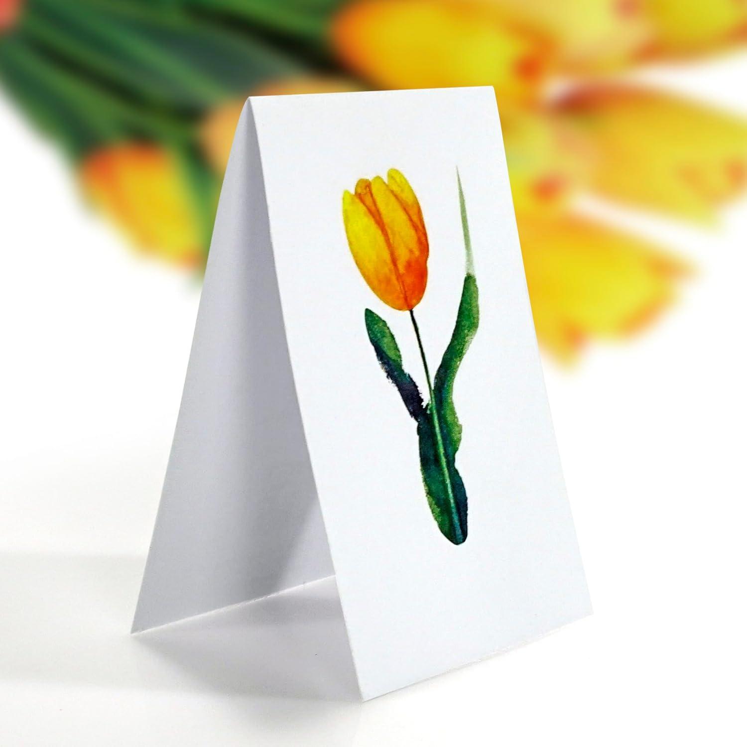 imageCUTPOPUP Birthday Card Pop Up 10quotx12quot Mothers Day 3D Greeting Paper Flower Card Bouquet of Tulip Yellow