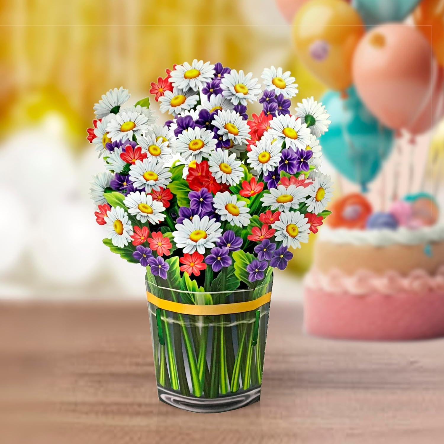 imageCUTPOPUP Birthday Card Pop Up 6quotx8quot Mothers Day 3D Greeting Paper Flower Card Bouquet of Daisy