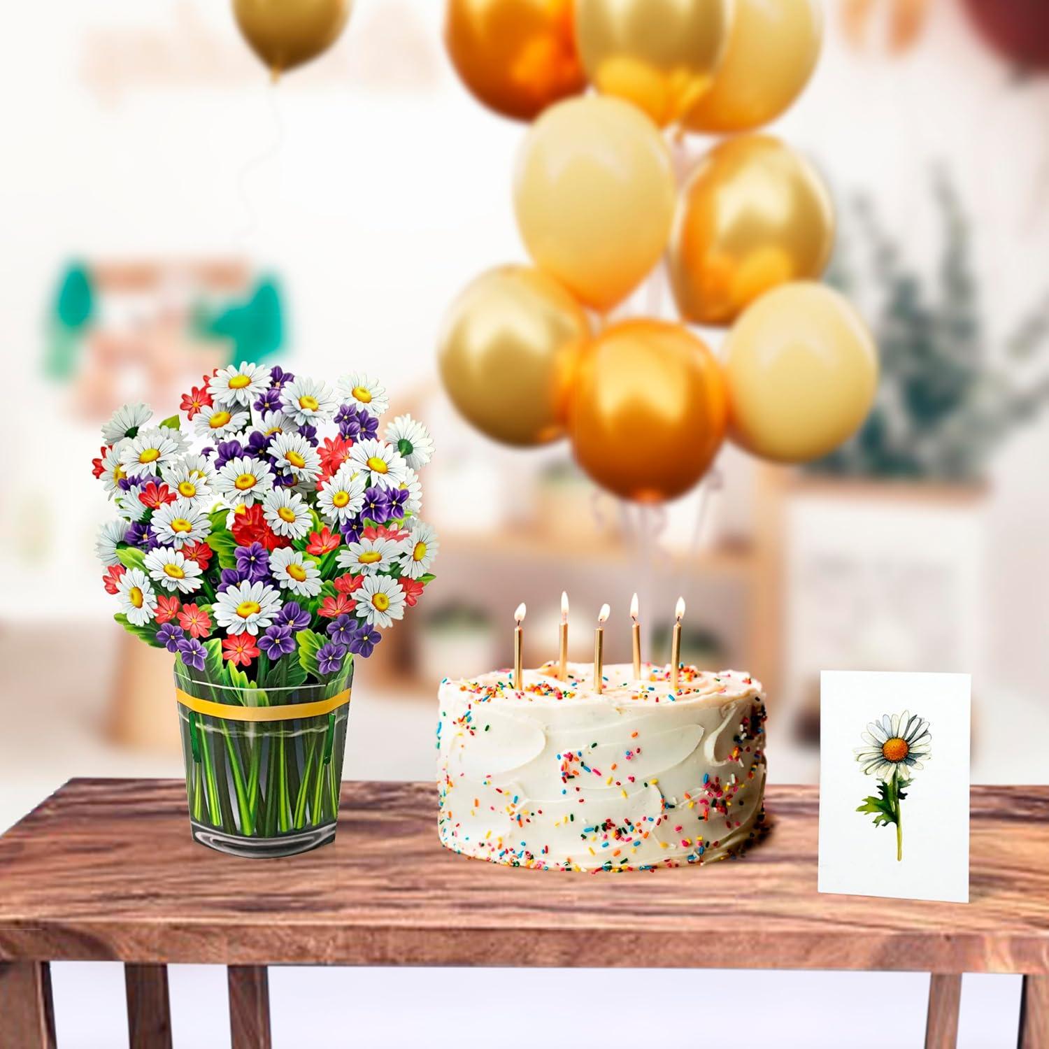 imageCUTPOPUP Birthday Card Pop Up 6quotx8quot Mothers Day 3D Greeting Paper Flower Card Bouquet of Daisy