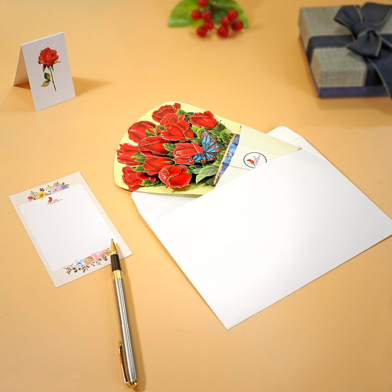 imageCUTPOPUP Birthday Card Pop Up 6quotx8quot Mothers Day 3D Greeting Paper Flower Card Bouquet of Rose