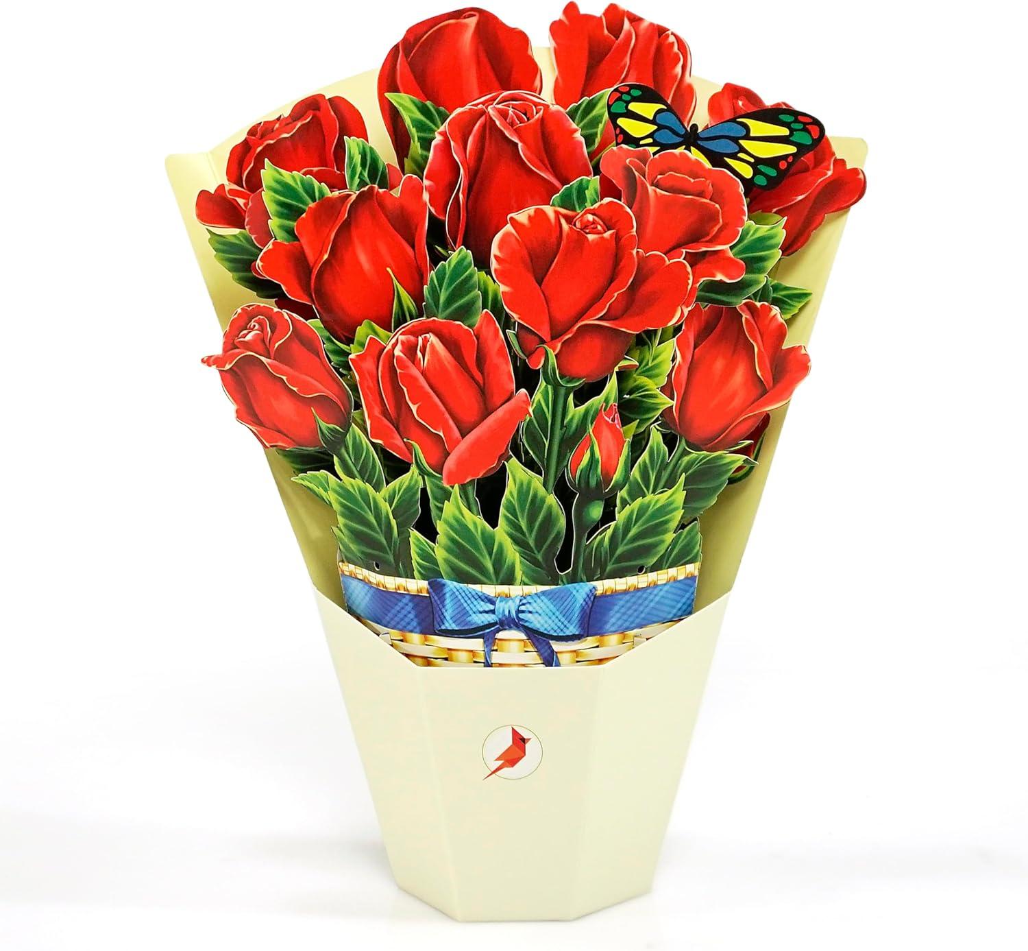 imageCUTPOPUP Birthday Card Pop Up 6quotx8quot Mothers Day 3D Greeting Paper Flower Card Bouquet of Rose