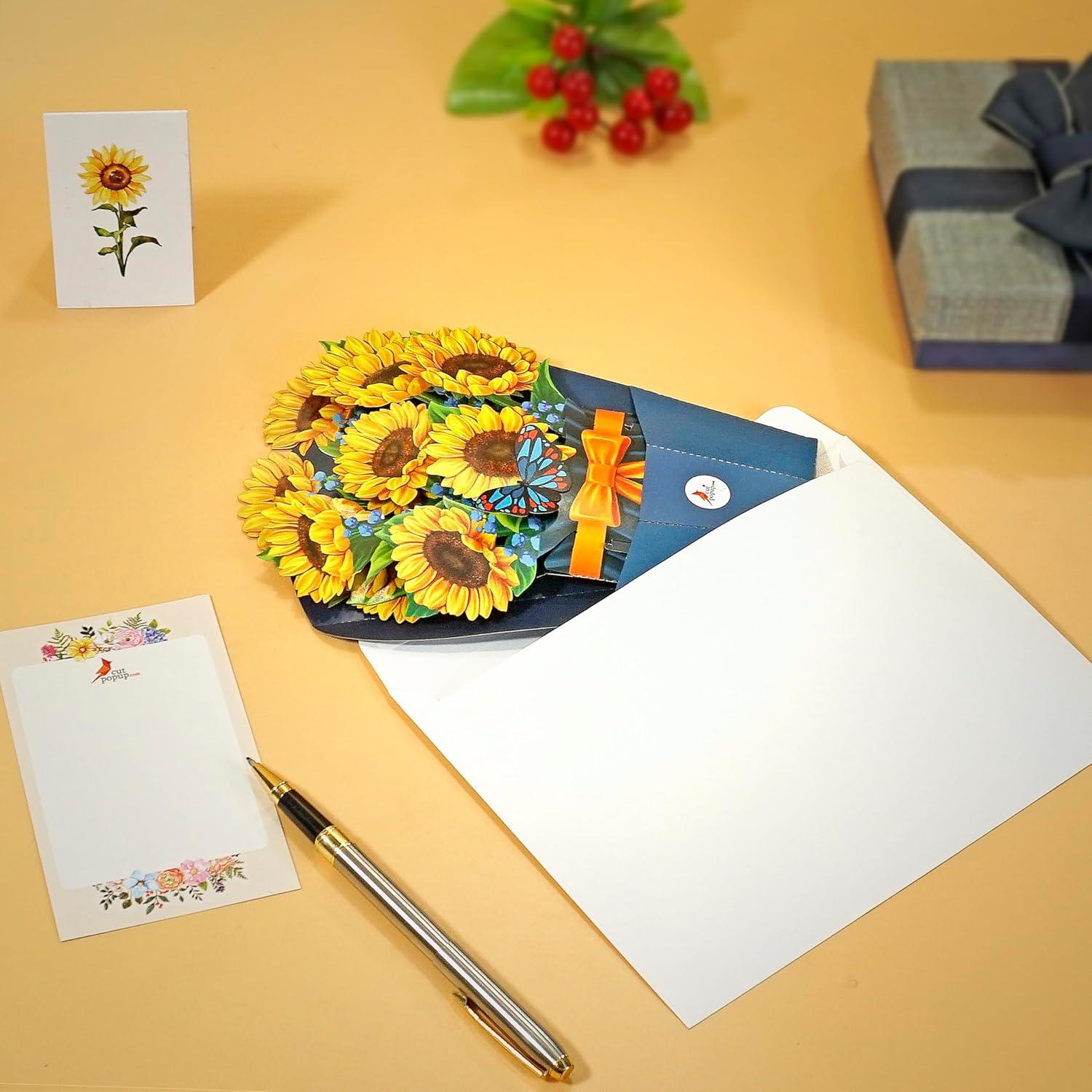 imageCUTPOPUP Birthday Card Pop Up 6quotx8quot Mothers Day 3D Greeting Paper Flower Card Bouquet of Sunflower