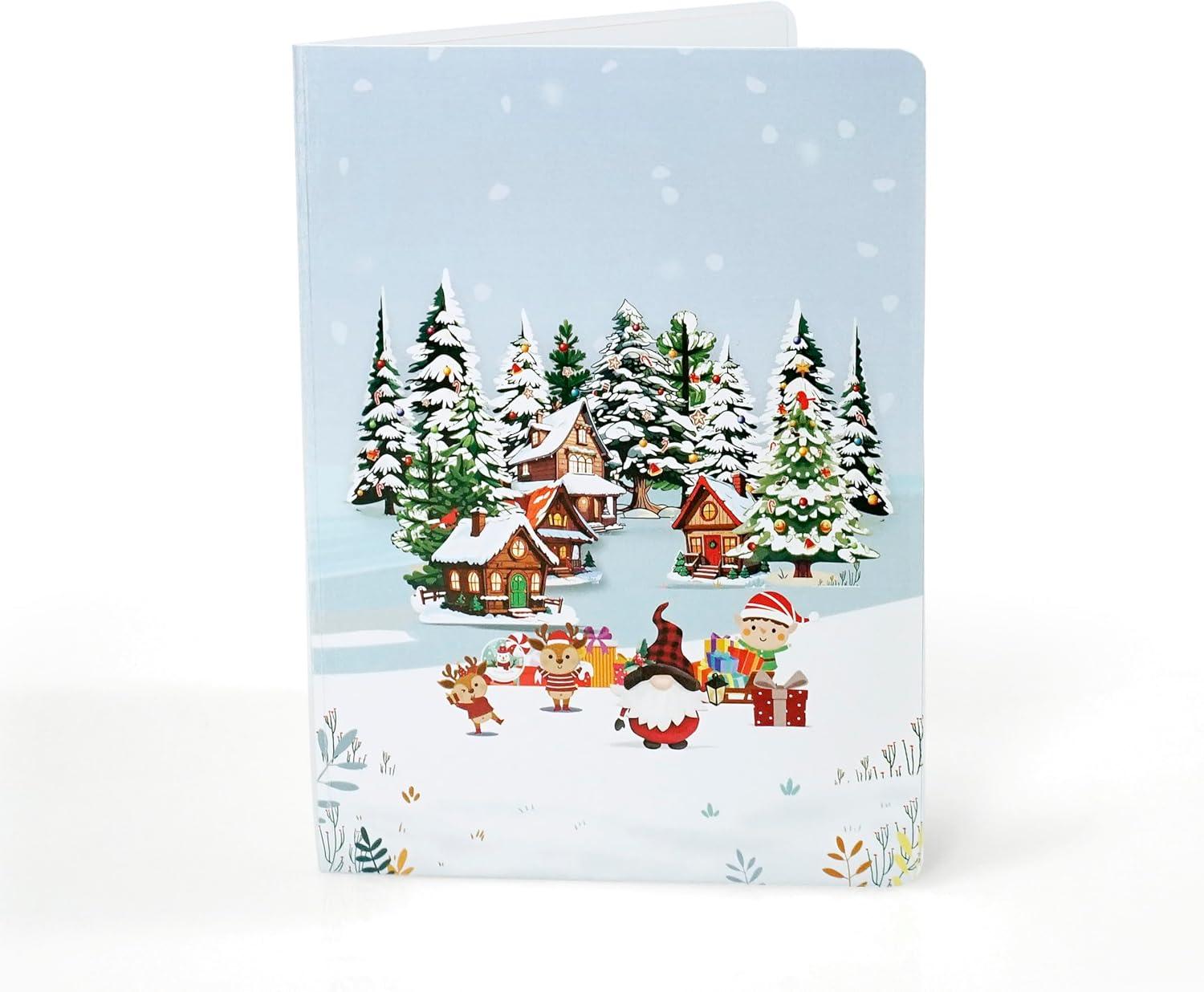 imageCUTPOPUP Christmas Card Pop Up 3D Xmas Merry Christmas New Year Holiday Greeting Cards Gift Merry Chrismas Text CN318US1520Gnome Town6x8in