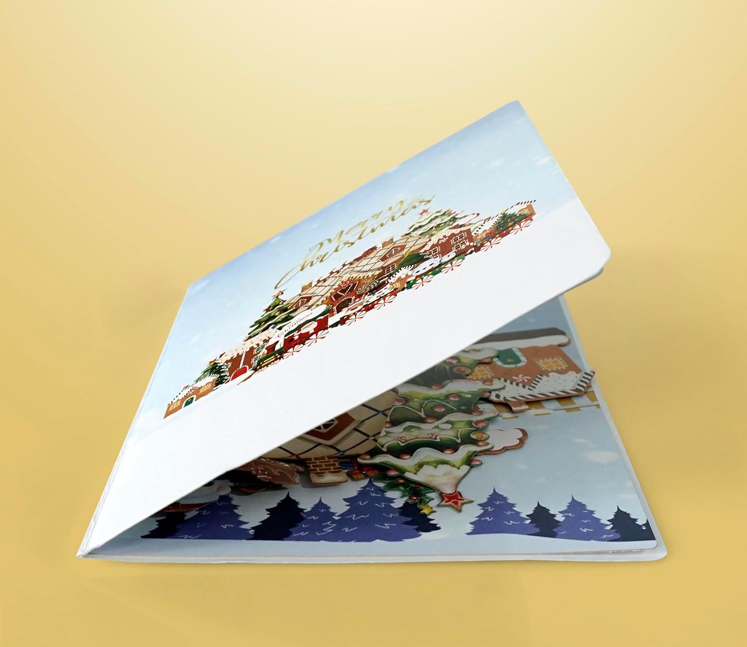 imageCUTPOPUP Christmas Card Pop Up 3D Xmas Merry Christmas New Year Holiday Greeting Cards Gift Merry Town CN317US1520Gingerbread Town6x8in