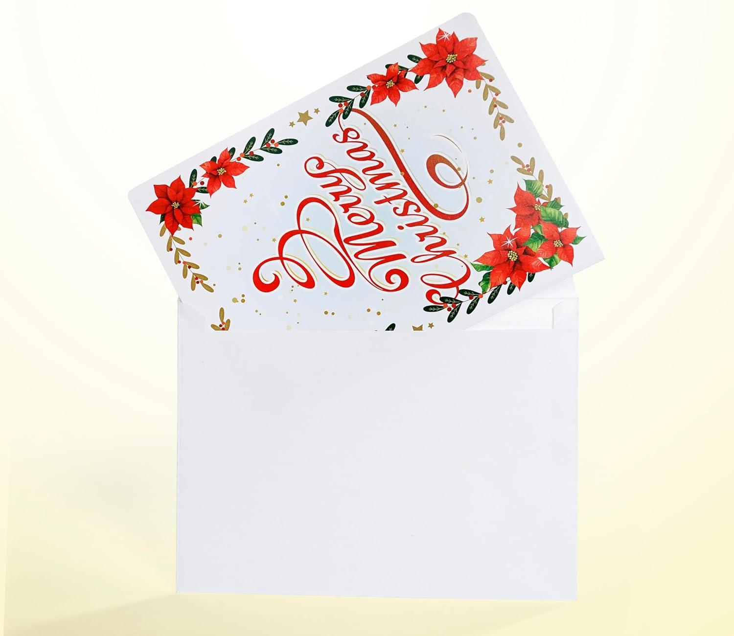 imageCUTPOPUP Christmas Card Pop Up 3D Xmas Merry Christmas New Year Holiday Greeting Cards Gift Merry Town CN317US1520Lshape Poinsettia6x8in