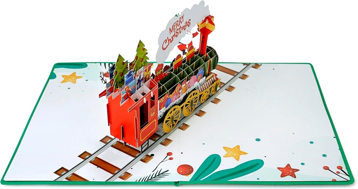 imageCUTPOPUP Christmas Card Pop Up 3D Xmas Merry Christmas New Year Holiday Greeting Cards Gift Merry Town CN317US1520Merry Christmas Train