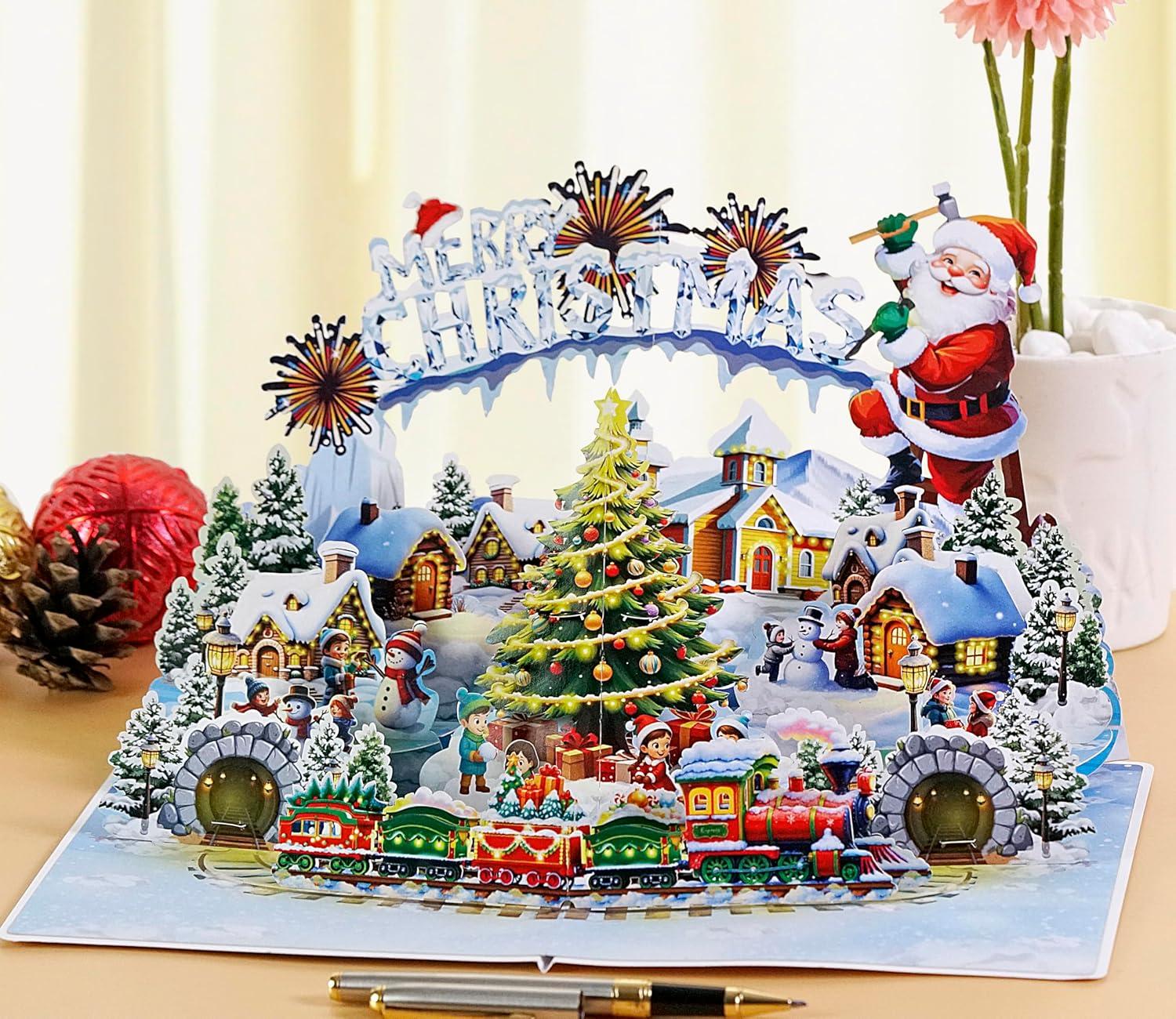 imageCUTPOPUP Christmas Card Pop Up 3D Xmas Merry Christmas New Year Holiday Greeting Cards Gift Merry Town CN317US1520Merry Town6x8in