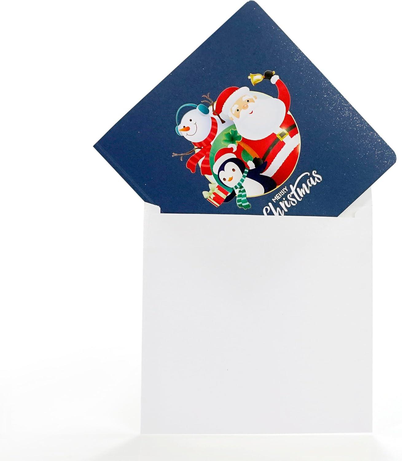 imageCUTPOPUP Christmas Card Pop Up Poinsettia Card 3D Xmas New Year Holiday Greeting Card Round Poinsettia with CardinalChristmas Tree with Santa