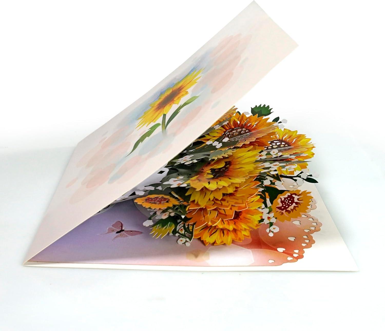 imageCUTPOPUP Sunflower Bouquet 11quotx11quot 3D Popup Birthday Greeting Card with Detachable Paper Flowers Mothers Day Card Birthday Cards for Women Mom Wife