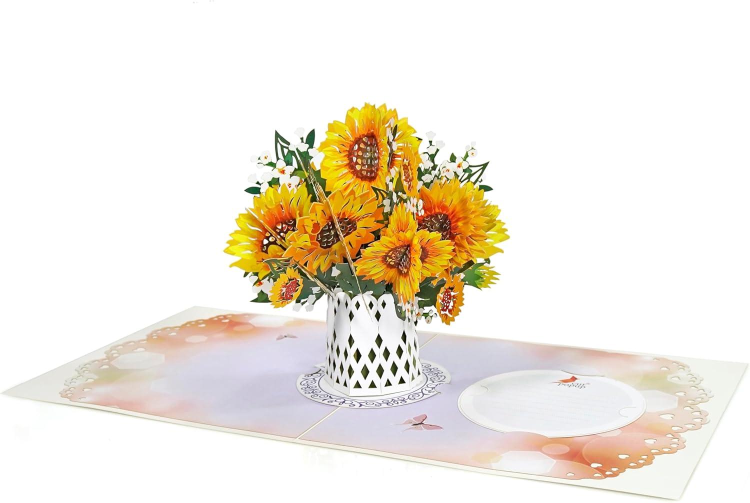 imageCUTPOPUP Sunflower Bouquet 11quotx11quot 3D Popup Birthday Greeting Card with Detachable Paper Flowers Mothers Day Card Birthday Cards for Women Mom Wife