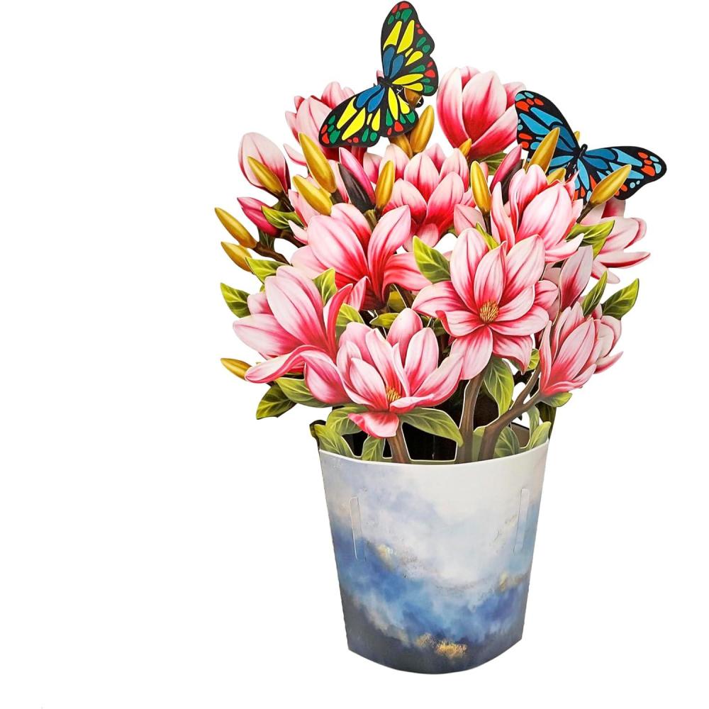 imageCUTPOPUP Birthday Card Pop Up 10quotx12quot Mothers Day 3D Greeting Paper Flower Card Bouquet of Magnolia