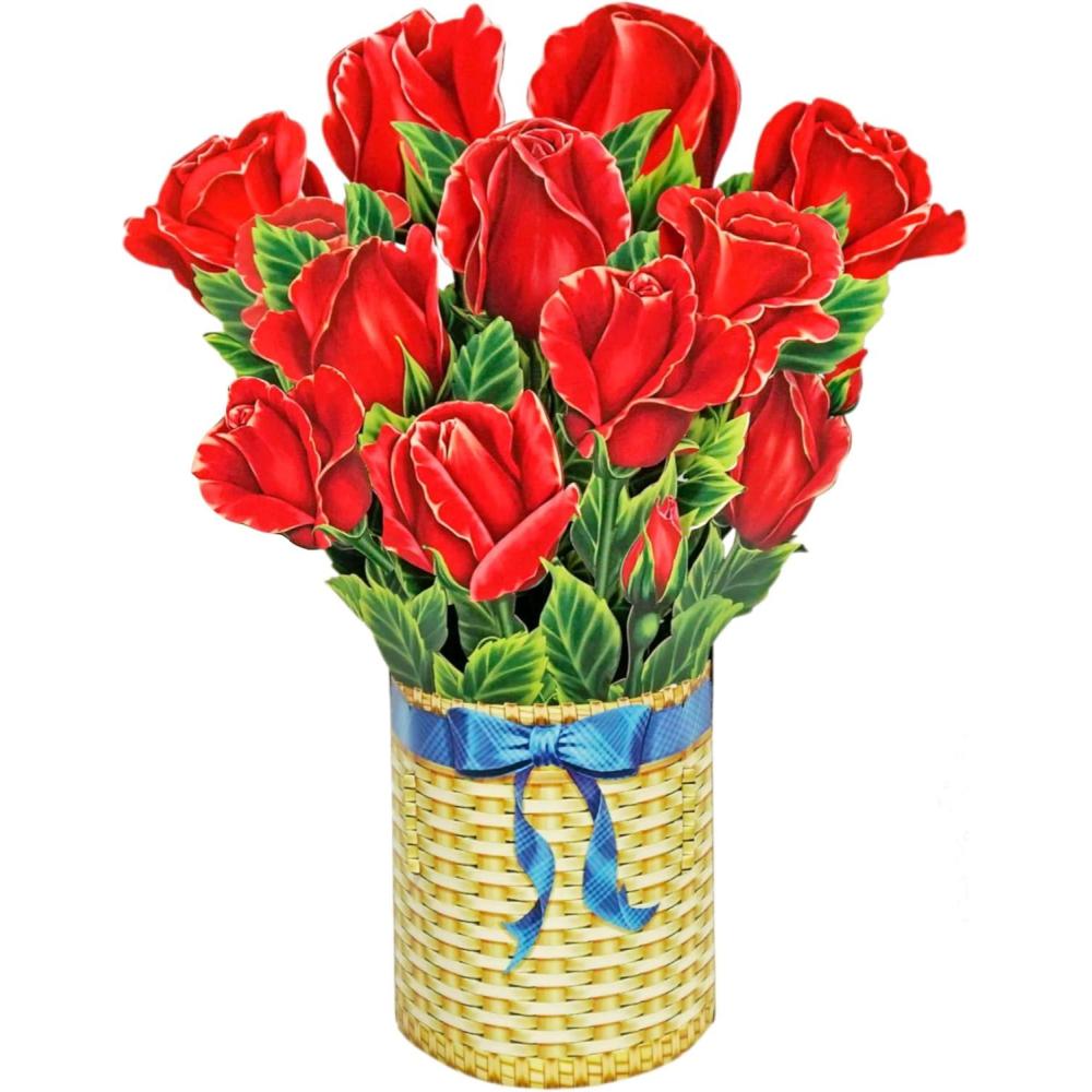 imageCUTPOPUP Birthday Card Pop Up 6quotx8quot Mothers Day 3D Greeting Paper Flower Card Bouquet of Rose