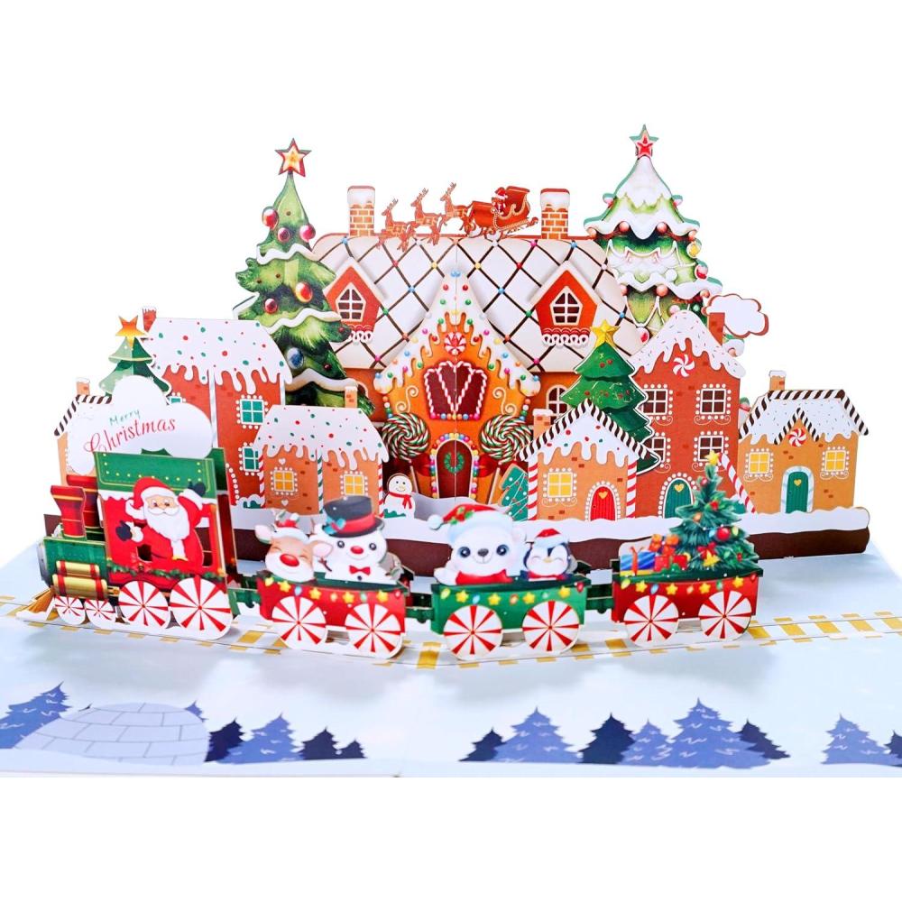 imageCUTPOPUP Christmas Card Pop Up 3D Xmas Merry Christmas New Year Holiday Greeting Cards Gift Merry Town CN317US1520Gingerbread Town6x8in