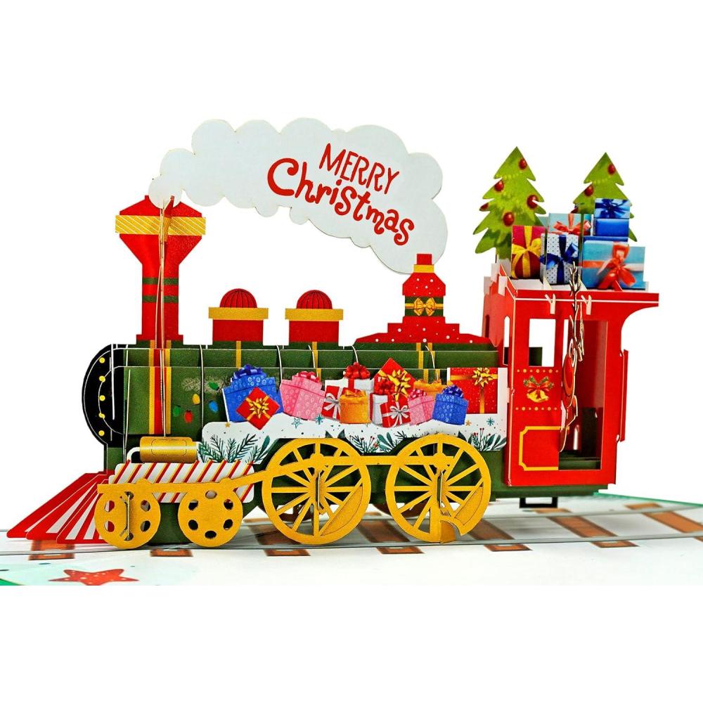 imageCUTPOPUP Christmas Card Pop Up 3D Xmas Merry Christmas New Year Holiday Greeting Cards Gift Merry Town CN317US1520Merry Christmas Train