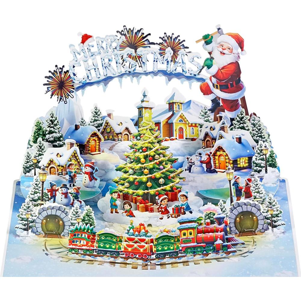 imageCUTPOPUP Christmas Card Pop Up 3D Xmas Merry Christmas New Year Holiday Greeting Cards Gift Merry Town CN317US1520Merry Town6x8in