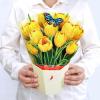 CUTPOPUP Birthday Card Pop Up, 10″x12″, Mothers Day, 3D Greeting Paper Flower Card (Bouquet of Tulip Yellow)