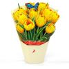 CUTPOPUP Birthday Card Pop Up, 10″x12″, Mothers Day, 3D Greeting Paper Flower Card (Bouquet of Tulip Yellow)