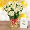 CUTPOPUP Birthday Card Pop Up, 6″x8″, Mothers Day, 3D Greeting Paper Flower Card (Bouquet of WhiteRose)