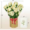 CUTPOPUP Birthday Card Pop Up, 6″x8″, Mothers Day, 3D Greeting Paper Flower Card (Bouquet of WhiteRose)