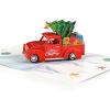 CUTPOPUP Christmas Card Pop Up, 3D Xmas, Merry Christmas, New Year, Holiday Greeting Cards Gift (Sleigh, Tree, Cardinal, MerryXmas, Truck) SET4US1218