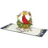 CUTPOPUP Christmas Card Pop Up, Poinsettia Card, 3D Xmas, New Year, Holiday Greeting Card (Round Poinsettia with Cardinal)(Cardinal Basket)