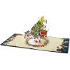 CUTPOPUP Christmas Card Pop Up, Poinsettia Card, 3D Xmas, New Year, Holiday Greeting Card (Round Poinsettia with Cardinal)(Christmas Tree with Santa)