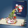 CUTPOPUP Christmas Card Pop Up, Poinsettia Card, 3D Xmas, New Year, Holiday Greeting Card (Round Poinsettia with Cardinal)(Christmas Tree with Santa)