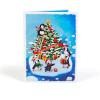 CUTPOPUP Christmas Card Pop Up, Poinsettia Card, 3D Xmas, New Year, Holiday Greeting Card (Round Poinsettia with Cardinal)(Merry Penguins-6x8in)