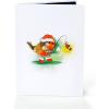 CUTPOPUP Christmas Card Pop Up, Poinsettia Card, 3D Xmas, New Year, Holiday Greeting Card (Round Poinsettia with Cardinal)(Robin Xmas-6x8in)