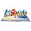 CUTPOPUP Christmas Card Pop Up, Poinsettia Card, 3D Xmas, New Year, Holiday Greeting Card (Round Poinsettia with Cardinal)(Robin Xmas-6x8in)