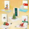 CUTPOPUP Christmas Card Pop Up, Poinsettia Card, 3D Xmas, New Year, Holiday Greeting Card (Round Poinsettia with Cardinal)(Set5-5x7in)