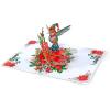 CUTPOPUP Christmas Card Pop Up, Poinsettia Card, 3D Xmas, New Year, Holiday Greeting Card (Round Poinsettia with Cardinal)(Xmas Hummingbird-6x8in)