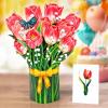 CUTPOPUP Birthday Card Pop Up, 6″x8″, Mothers Day, 3D Greeting Paper Flower Card (Bouquet of Tulip)