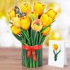 CUTPOPUP Birthday Card Pop Up, 6″x8″, Mothers Day, 3D Greeting Paper Flower Card (Bouquet of Yellow Tulip)