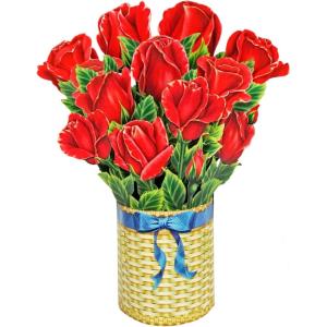 CUTPOPUP Birthday Card Pop Up, 6″x8″, Mothers Day, 3D Greeting Paper Flower Card (Bouquet of Rose)