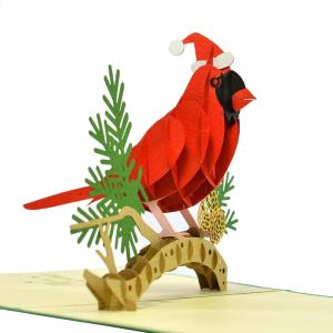 CUTPOPUP Christmas Card Pop Up, 3D Xmas, Merry Christmas, New Year, Holiday Greeting Cards Gift (Merry Town) CN317US1520(Christmas Cardinal)