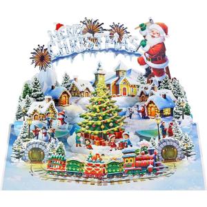 CUTPOPUP Christmas Card Pop Up, 3D Xmas, Merry Christmas, New Year, Holiday Greeting Cards Gift (Merry Town) CN317US1520(Merry Town-6x8in)