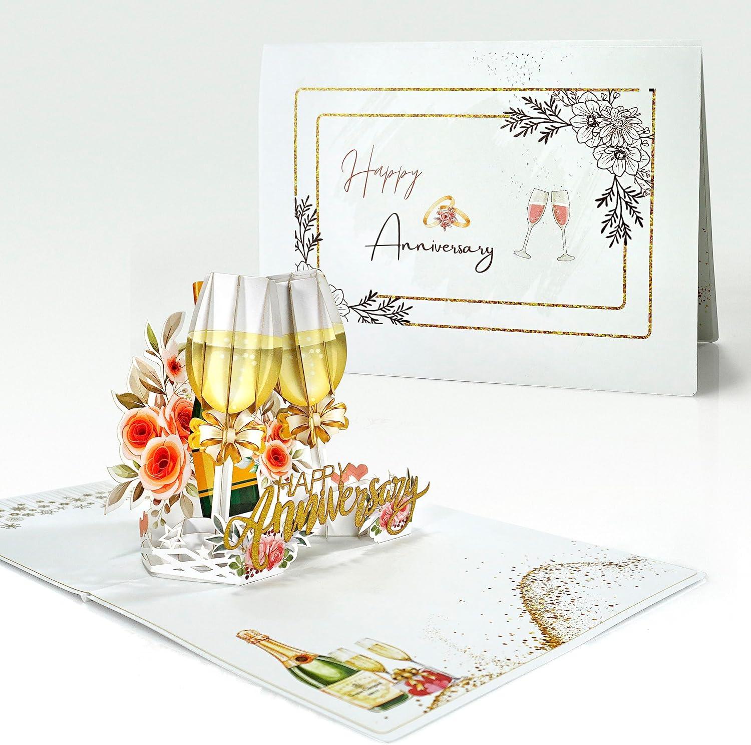 imageCUTPOPUP Anniversary Card Pop Up 3D Wedding Congratulations Greeting Card Champagne Glasses