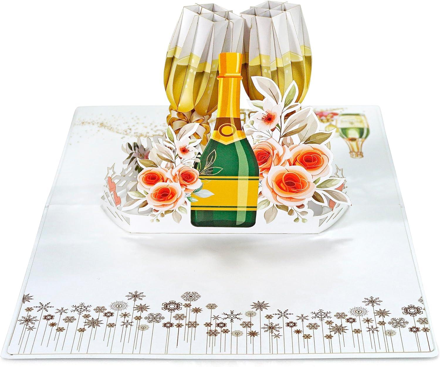 imageCUTPOPUP Anniversary Card Pop Up 3D Wedding Congratulations Greeting Card Champagne Glasses