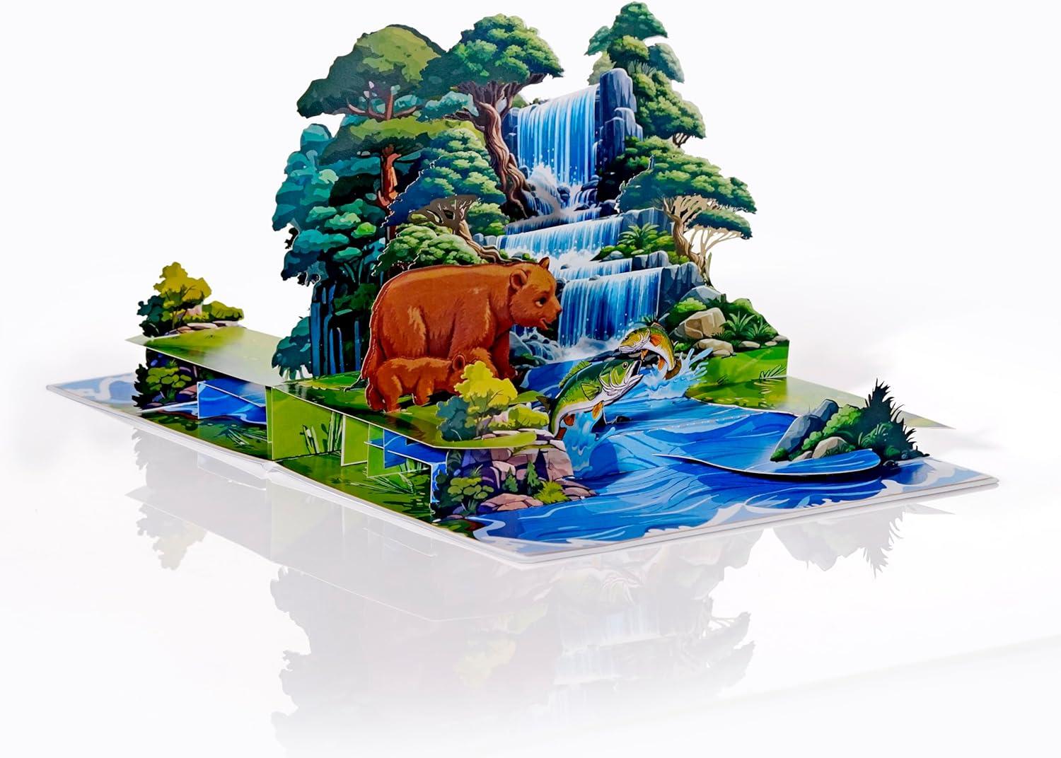 imageCUTPOPUP Daddy Hands Fathers Day Card Pop Up 3D Birthday Greeting Fathers Day Card for Grandpa Dad Godfather Husband Son Daddy Hands SD241US1520Bear Mama6x8in