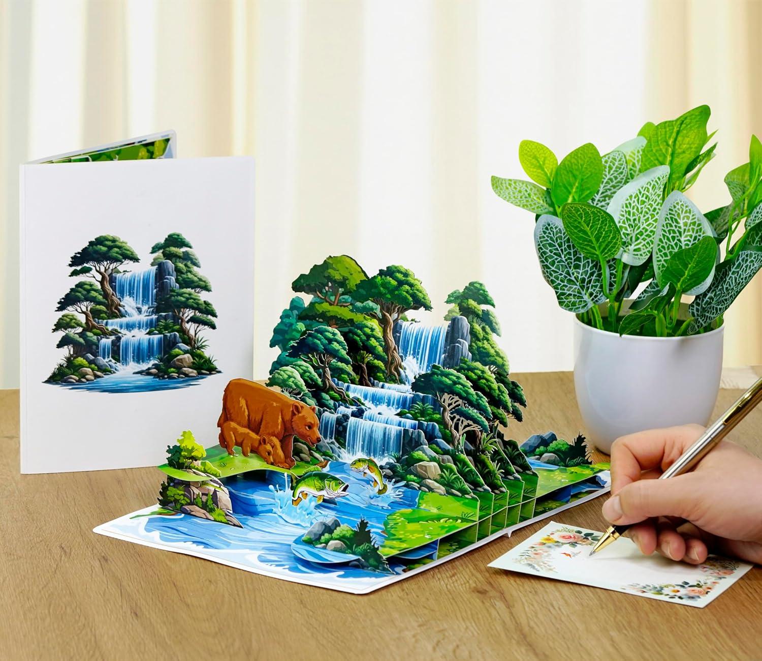 imageCUTPOPUP Daddy Hands Fathers Day Card Pop Up 3D Birthday Greeting Fathers Day Card for Grandpa Dad Godfather Husband Son Daddy Hands SD241US1520Bear Mama6x8in