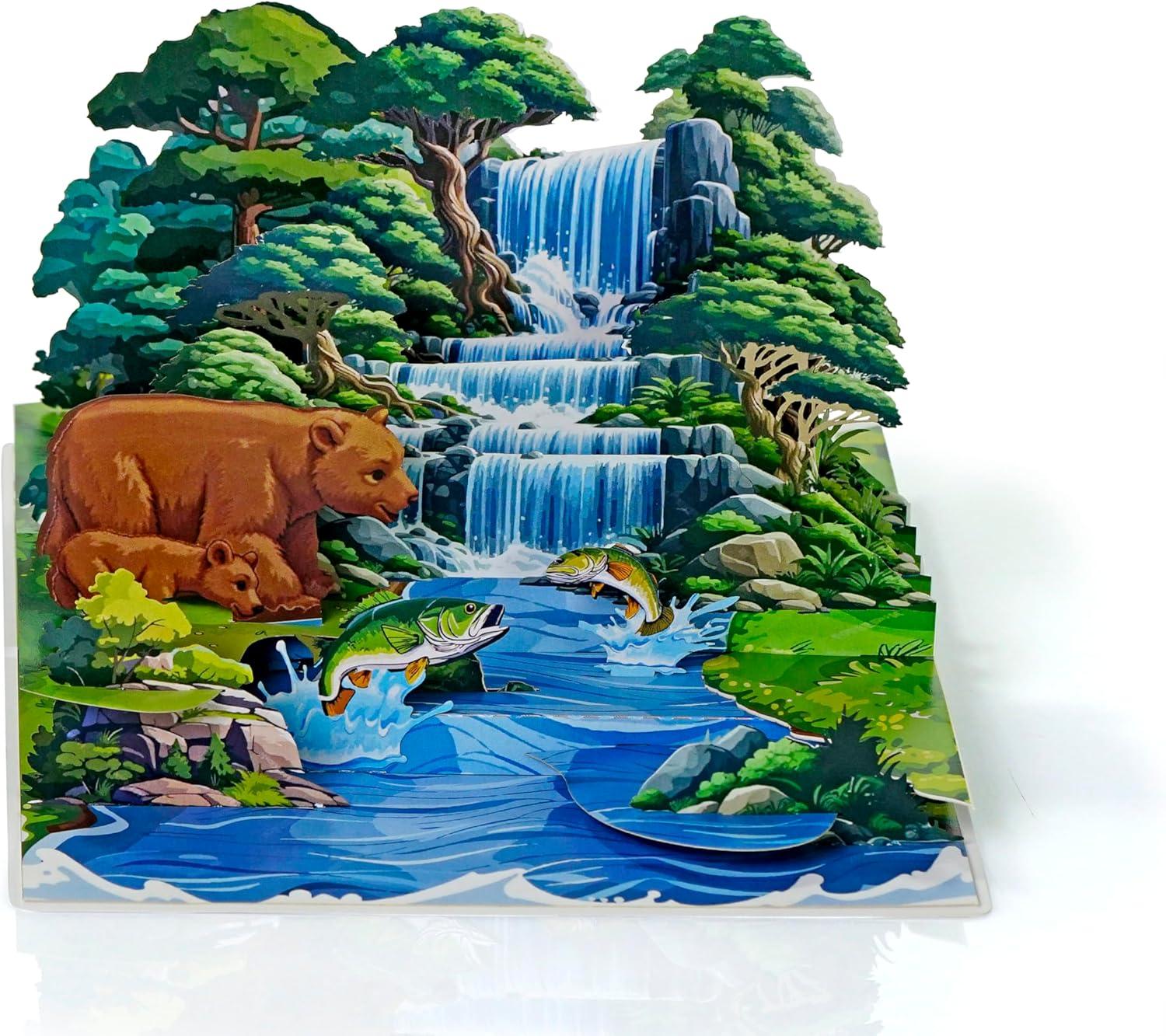 imageCUTPOPUP Daddy Hands Fathers Day Card Pop Up 3D Birthday Greeting Fathers Day Card for Grandpa Dad Godfather Husband Son Daddy Hands SD241US1520Bear Mama6x8in