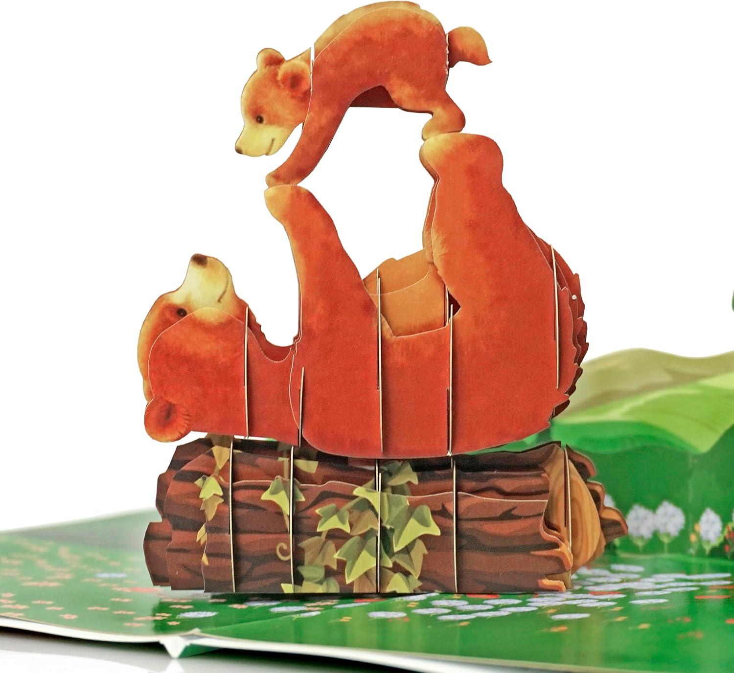 imageCUTPOPUP Daddy Hands Fathers Day Card Pop Up 3D Birthday Greeting Fathers Day Card for Grandpa Dad Godfather Husband Son Daddy Hands SD241US1520Bear6x8in