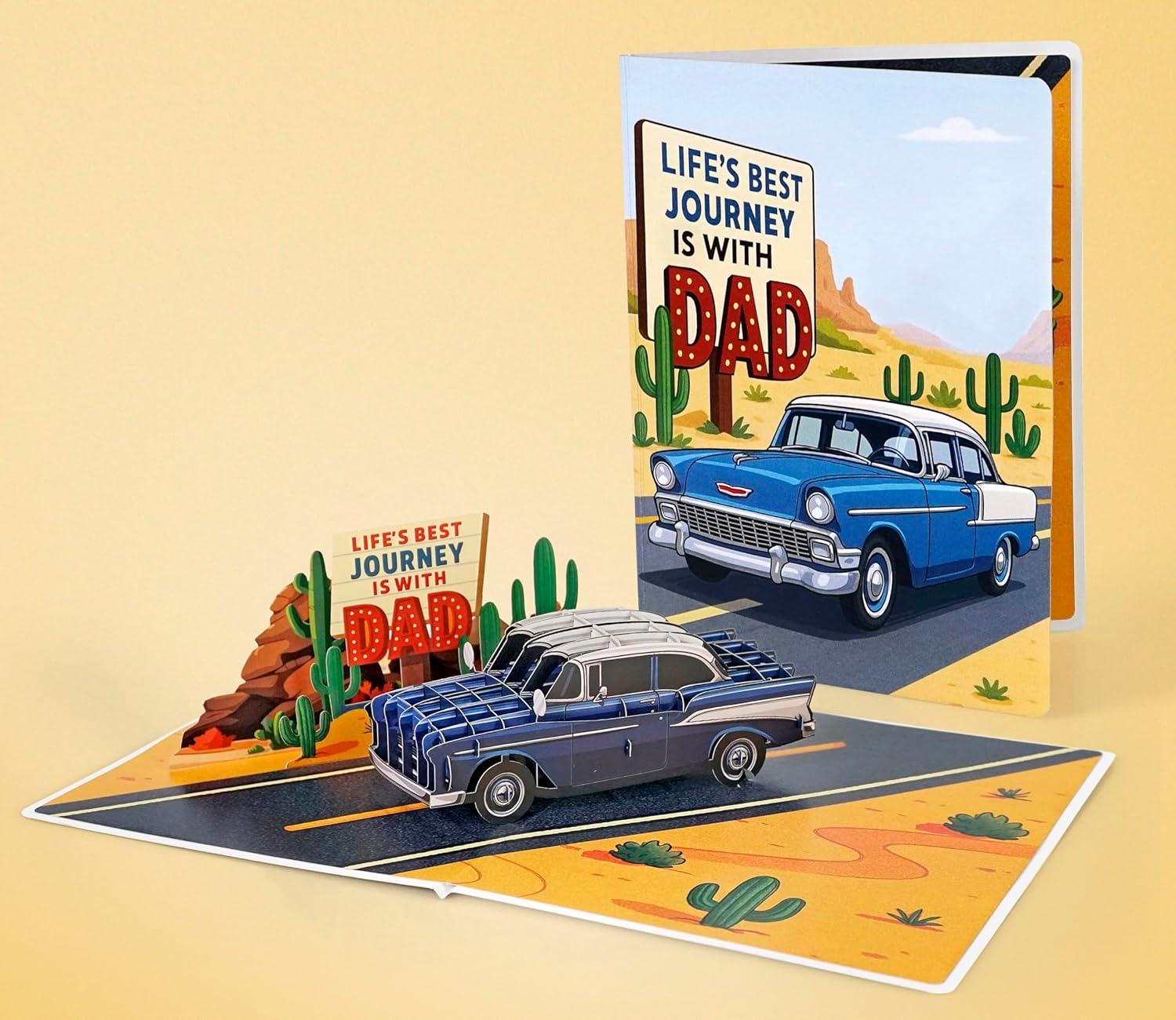 imageCUTPOPUP Daddy Hands Fathers Day Card Pop Up 3D Birthday Greeting Fathers Day Card for Grandpa Dad Godfather Husband Son Daddy Hands SD241US1520Classic car6x8in