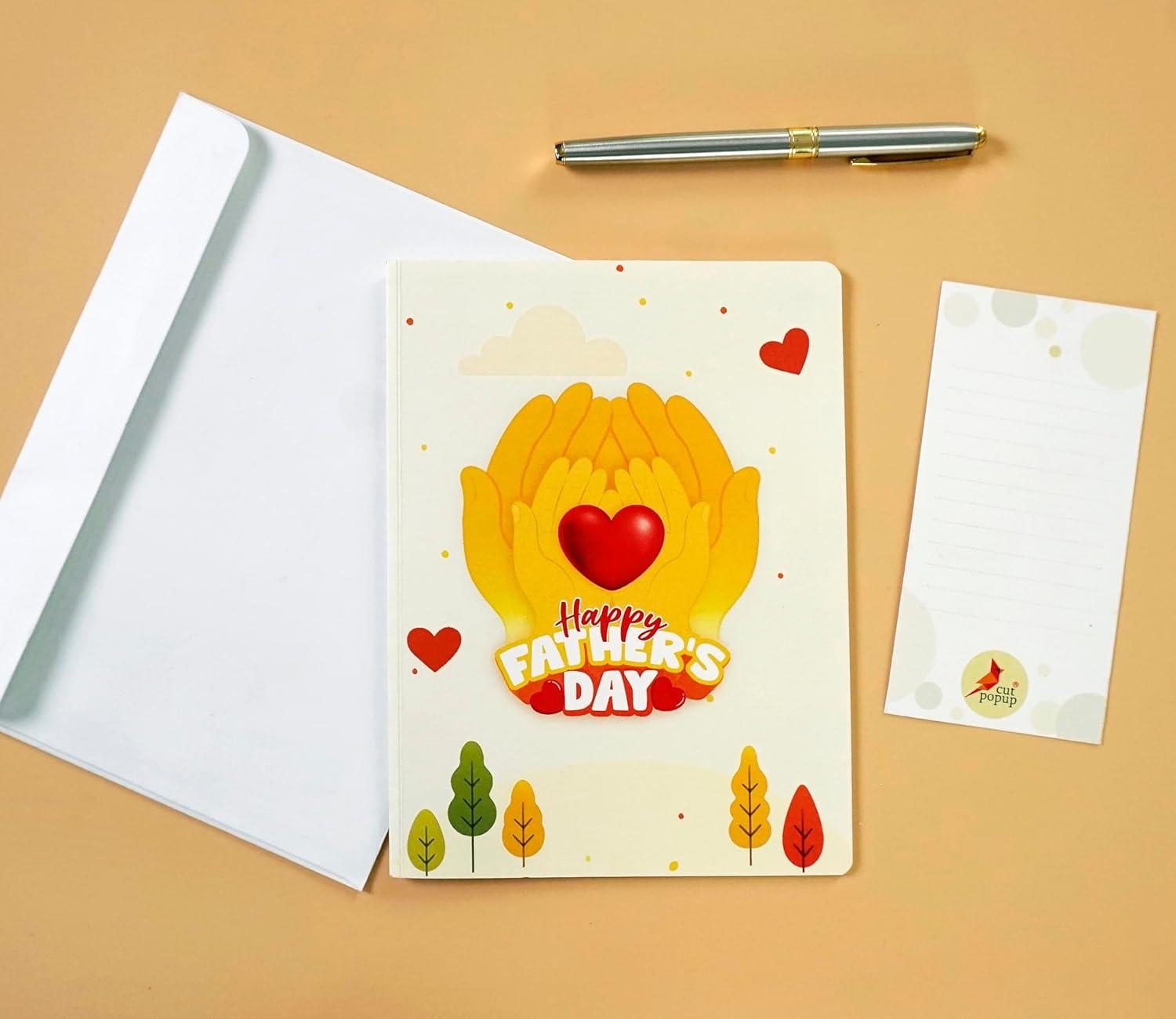 imageCUTPOPUP Daddy Hands Fathers Day Card Pop Up 3D Birthday Greeting Fathers Day Card for Grandpa Dad Godfather Husband Son Daddy Hands SD241US1520Dad hands6x8in