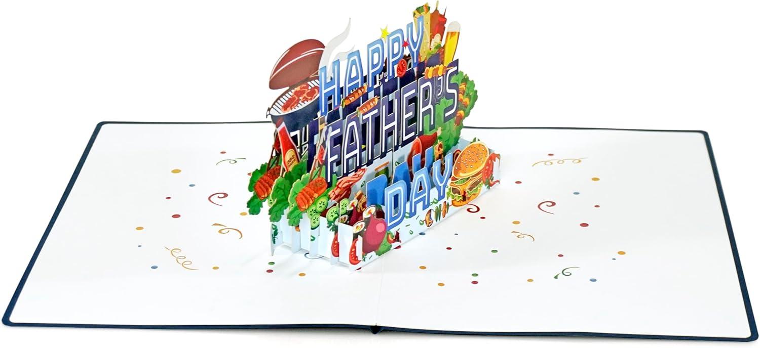imageCUTPOPUP Daddy Hands Fathers Day Card Pop Up 3D Birthday Greeting Fathers Day Card for Grandpa Dad Godfather Husband Son Daddy Hands SD241US1520Happy Fathers Day BBQ6x8in